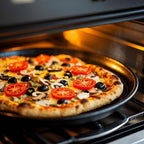 MANCHAP 4 Pack 12 Inch Round Pizza Baking Pan with Holes, Pizza Pan for Oven, Carbon Steel Non-stick Pizza Crisper Pan for Home Restaurant Baking, Black