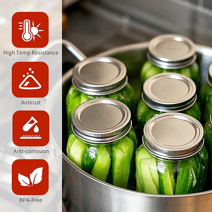 Aliggbent 150 Pcs Wide Mouth Canning Lids, 86MM Airtight Split-Type Mason Jar Lids, Leakproof Bulk Wide Mouth Canning Jar Lids for Canning Food, Jams, Fruits & DIY Decor