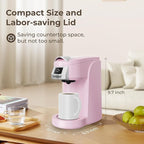 CHULUX Classic Single Serve Coffee Maker for K Cup, One Button Easy Coffee Machine for Office, RV, Travel and Dorm, Pink