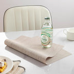 LEXMORE Placemats Set of 8 Vinyl/Plastic Woven Place Mats for Kitchen Table Indoor/Outdoor Washable Placemat Wipeable Dining Table Mats(Beige)