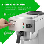 12-Cup Commercial Coffee Maker with Water Line 1.8L Auto-Filling Drip Coffee Maker Machine with 2 Glass Carafes and 2 Warmers Stainless Steel Pour over Coffee Brewer for Restaurant Office cafe