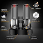 EIHO Electric Salt and Pepper Grinder Set USB Rechargeable, Upgraded External Adjustable Coarseness, Aluminum Alloy Automatic Salt and Pepper Shakers Mills with LED Light, House Warming Cooking Gifts