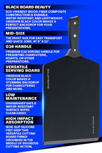 Dalstrong Cutting & Serving Board-Giftable Black Wood-Fibre Cutting Board-Non-Slip Feet-The Infinity Series-G10 Handle-Obsidian Black-Medium Size (9" x 11")