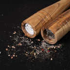 Salt and Pepper Mill Set, Pepper Grinder with Adjustable Stainless Steel Grinder, Salt Grinder with Ceramic Grinder, Acacia Wood, Height 30 cm / 12 inch