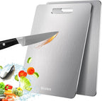 2 Pack Titanium Cutting Board, 100% Pure Titanium Cutting Boards For Kitchen, Non-Slip Chopping Board, Dishwasher Safe, Easy to Clean, Durable & Hygienic for Meat, Vegetables, Fruits (18 * 12)