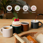 INGOFIN Ceramic Espresso Cups Set of 4, 2 oz Mini Espresso Mugs with Handle, Small Demitasse Coffee Cups, Vintage Accessories, Microwave Safe Shot Cup Suit for Coffee Bar
