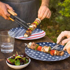 White Melamine Dinner Plates,6pcs Dishes Set,10inch Lightweight Round Plates,Scratch Resistant Unbreakable Serving Dishes,Star