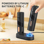 Electric Salt and Pepper Grinder Set with Charging Base，Matte Automatic Pepper Grinder Set Top-Refill, Flexible Coarsenes, 110ml Larger Capacity with LED Light for Home Kitchen (2 pack)