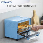 12.7 QT 6-in-1 Air Fryer Toaster Oven with Steam Infusion, Compact, Fast Preheat, Air Fry, Bake, Roast, Broil, Reheat & Steam, Perfect for Small Contertop, Blue