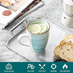 vancasso Bonita 16 Oz Large Coffee Mugs Set of 6, Ceramic Coffee Cups for Cappuccino, Latte, Tea, Cocoa, Blue