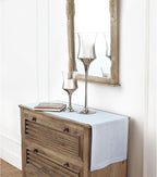 Solino Home Linen Light Blue Table Runner 72 Inches Long - 100% Pure Linen Hemstitch Table Runner 14 x 72 Inch for Dresser, Dining and Summer - Classic Hemstitch