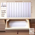 Coolcandy 24x16" Large Stone Dish Drying Mat, Quick Drying Mat Kitchen Counter, Foldable Kitchen Drying Mat, Diatomaceous Earth Stone Drying Mat, Collapsible Dish Mat Kitchen Mat For Drying