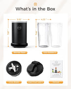 iCucina Smoothie Blender, 1000W Personal Blender for Shakes and Smoothies with 2 x 32oz Protable Cups and Lids, Single Serve Blenders for Ice Crushing, Bean Grinding, Frozen Fruit Drinks, Black