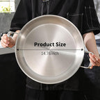 DELARLO 14 inch Paella Pan With Lid Tri-Ply Large Frying Pan Stainless Steel,Induction Skillets,Fast Heating Cookware,Indoors Outdoors,paelleras para 12 personas Jumbo Cooker