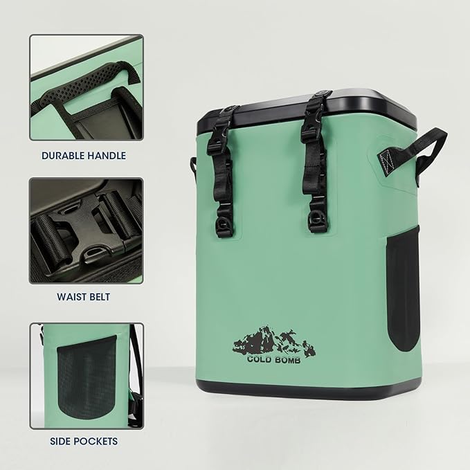 Magnetic Backpack Cooler Bag, Cold Retention Soft Coolers 30 Can Insulated Soft Sided Cooler with Waterproof Bag