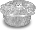 Foil Lux 3.5 Quart Pans And Lids, 100 Disposable Pots With Lids - Oven-Ready, Stove Compatible, Aluminum Foil Baking Pans, Freezable, For Outdoor Camping, Vacation, Picnic, And More - Restaurantware