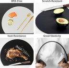 ZVP Thick Silicone TPU Cutting Board Mats for Kitchen, Flexible Rubber Cutting Boards, Anti-Slip Cutting Mats, Semicircle Chopping Board, BPA Free Dishwasher Safe, 2 Pieces