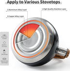 LONFFERY Tea Kettle for Stove Top, 3 Quart Whistling Tea Kettle, with Food Grade Stainless Steel and Wood Pattern Folding Handle, Black