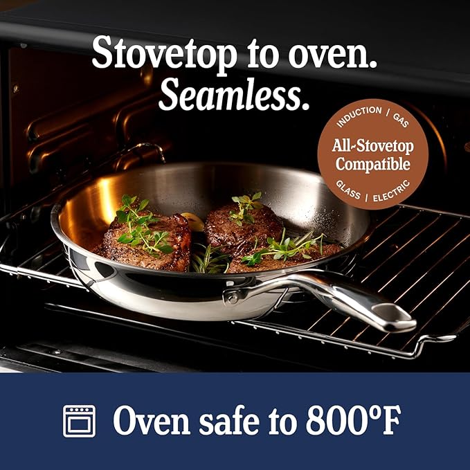 LEGEND COOKWARE 5-Ply Stainless Steel Cookware Set, 7-Piece Pots and Pans Set - Induction Compatible, Oven Safe 800°F - Non-Toxic, No Coatings - Built to Last Generations