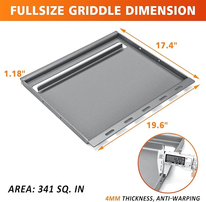 7637 Full-Size Griddle Insert for Weber Spirit I & II 200 Series Gas Grills, Carbon Steel Griddle E210 E220 E215 S210 S220, Flat Top Griddle for Weber, Outdoor Indoor Griddle with Removable Handles