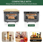 Air Fryer Accessories for Ninja Foodi DT251 DT201 SMART Countertop Convection Toaster Oven,14.7"×11.5" Bamboo Cutting Board With Heat-Resistant Non-Skid Silicone Feet,100% Organic Bamboo