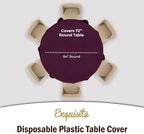 Exquisite Party Solids 12-Pack Premium Plastic Tablecloth 84in. Round Table Cover - Plum
