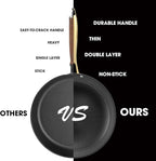 imarku Non Stick Frying Pans, Nonstick Cast Iron Skillets 3 Pcs - 8 Inch, 10 Inch, 12 Inch Frying Pans with Lid, Cast Iron Pan, Professional Nonstick Frying Pan, Chrismas Gifts for Women and Men