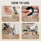 Gravity Electric Salt and Pepper Grinder Set, USB Rechargeable Stainless Steel Mills with Large Capacity Tall Glass, LED Light, Adjustable Coarseness, Ideal for Kitchen and Dining(2PCS)