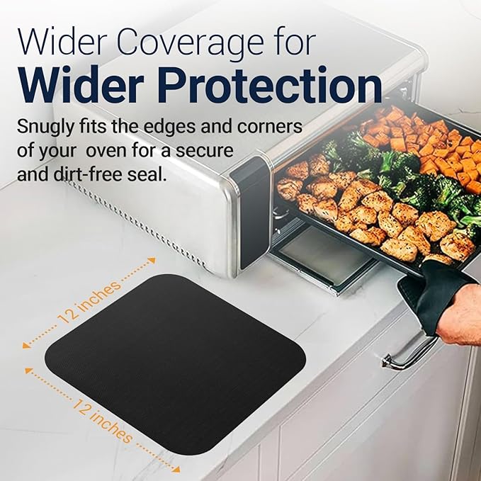 Toaster Oven Liners for Bottom of Oven (6 Pack) Reusable Non-Stick Heat Resistant Toaster Liners, Compatible with Ninja, Cuisinart, Emeril Lagasse & More, Toaster Mat, 12"x12" (Black)
