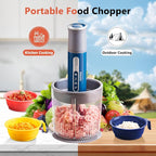 Kawu Cordless Food Processor, Electric Portable Food Chopper with 2 Bowls | 2 Cups+3x 0.4 Cup | 2 Stainless Steel Blades, USB Rechargeable Meat Grinder & Vegetable Chopper for Kitchen, Home