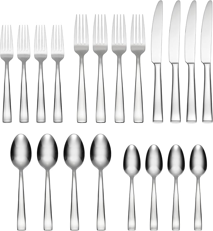 Oneida H147020A Monolith 20 Piece Everyday Flatware, 18/0 Stainless Steel, Silverware Set (Service for 4)