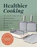 Caraway Griddle Pan & Grill Pan Duo - Non-Stick Ceramic Coated - Non Toxic, PTFE & PFOA Free - Oven Safe & Compatible with All Stovetops – Navy