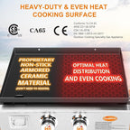 Hisencn Portable Griddle for Outdoor, Tabletop, Countertop, Kitchen, Tailgating, RV - Nonstick Camping Griddle 369 sq. in. 24000 BTUs Griddle for Gas Grill, 22 Inch with Hood, with Carry Bag