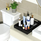 NIUBEE Acrylic Serving Tray 12x16 Inches -Spill Proof- Decorative Tray Organiser for Ottoman Coffee Table Countertop with Handles - Black