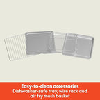 bella Air Fry Toaster Oven, 7 Preset Cooking Options, Dishwasher-Safe EverGood Coated Trays Included, 60-Minute Auto Shutoff w Audible Timer, Power Indicator Light, 1700 Watt, Seaglass