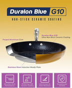 Nuwave Lux 13-Piece Premium Cookware Collection, Healthy G10 Duralon Blue Ceramic Nonstick, Ultra Durable, PFAS-Free, Lightweight & Works on All Cooktops