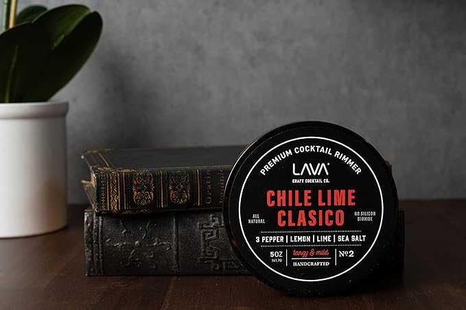 LAVA Premium Chile Lime Clásico Cocktail Rimmer 5oz, All Natural Bloody Mary Rimmer, Michelada Rimmer, Margarita Rimmer Salt, No Silicon Dioxide, with Screw-On Lid