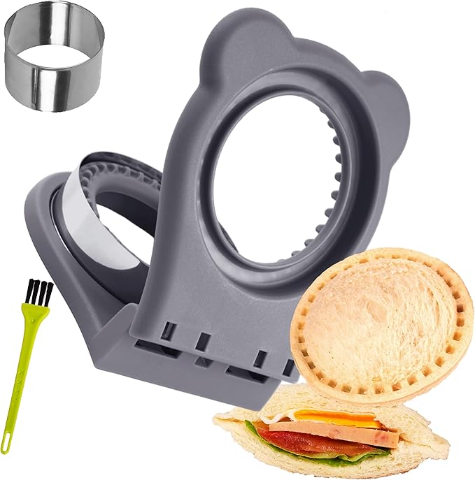 Uncrustables Sandwich Maker Sealer Cutter, Crustless Sandwich Cutter, PB&J Uncrustable Maker - Color Grey, Round Shape