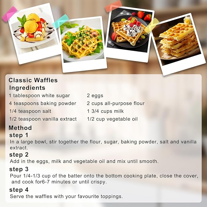 Waffles Maker 2 Slices, Large Square Belgian Waffle Maker, Anti-Overflow Waffle Iron Non-stick Plate, Thick Breakfast Waffle Machine Make Waffles in Minutes, Adjustable Temperature, 1200W