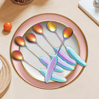 Creative spoons in multiple colors. They can be used to stir flower tea, coffee, and desserts. They're also great for decoration, collection, or as gifts. (rainbow color)