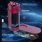 Temperature Control Heated Coffee Mug Smart Self Heating Travel Mug 12 Oz App Controlled Warmer Mug 4-10 Hour LED Display Keep Coffee Hot All Day Fast Wireless Charger Base Rogue red