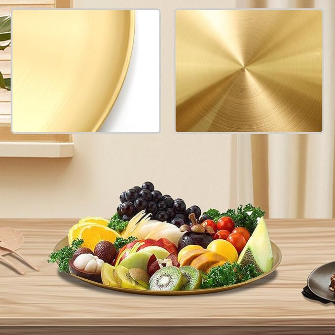 13.5 Inch Stainless Steel Pizza Pan Set of 4, Commercial Grade Restaurant Pizza Tray, Heavy Duty & Warp-Resistant for Oven, Grill & Party - Dishwasher Safe Baking Sheet