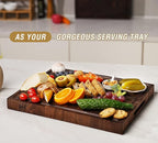 AZRHOM Large End Grain Walnut Wood Cutting Board 17x13x1.5 in Thick Butcher Block for Kitchen with Non-slip Mats Juice Groove & Handles (Gift Box)