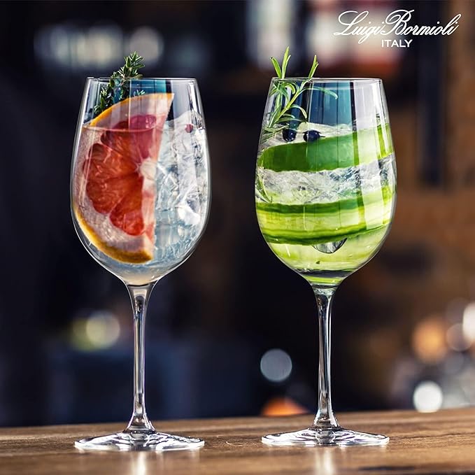 Luigi Bormioli Crescendo Bordeaux Wine Glasses, Set of 4-20 Oz. Lead-Free Crystal with Titanium Reinforced Stems - Laser Cut Rims, Seamless Design & Flat Foot - Made in Italy, Dishwasher Safe