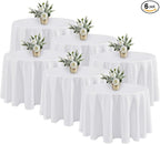 Fitable 6 Pack White Round Table Clothes - 90 Inches in Diameter - Stain Resistant and Washable Tablecloths, Polyester Fabric Table Covers for Wedding, Party, Banquet, Gathering
