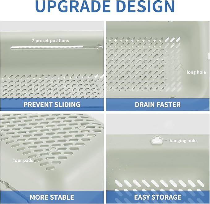 LASSHSWA Collapsible Colander and Strainer for Kitchen, Over the Sink Strainer Basket for Kitchen, Fruit Pasta Food Strainer Expandable Plastic Colander with A Sink Drain Strainer Stainless Steel