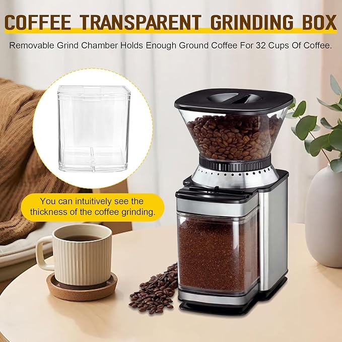 DBM-8GC Coffee Grind Chamber With Top Lid for Cuisinart DBM-8P1- Removable Grind Chamber Holds Enough Ground Coffee for 32 Cups Of Coffee Food Processor Replacement Parts