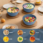 Wheat Straw Bowls for Kitchen 26 OZ - 6 Inch, Unbreakable Lightweight Salad Bowl Set of 6, Microwave and Dishwasher Safe Bowl, Alternative Plastic Bowls Reusable for Cereal, Snack,Fruit (Blue)