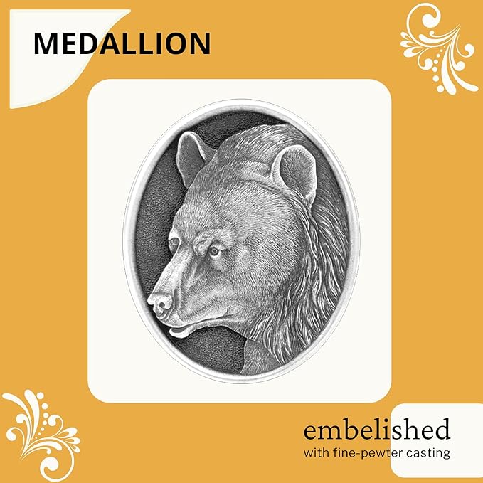 Heritage Pewter Black Bear Double Old Fashion | Double Rocks Glass 14 OZ for Liquor | Expertly Crafted Pewter Glass