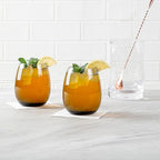 Restaurantware-Vetri 15 Ounce Wine Glasses, 6 Dishwashable Stemless Wine Glasses - No Lead, Durable, Gray Glass Stemware, For Home, Bar, Or Restaurant, Serve Merlot, Chardonnay, Or Bordeaux